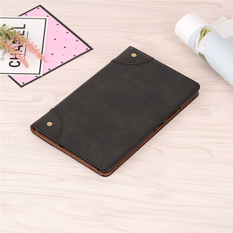 Retro Book Pattern Wallet Leather Smart Tablet Case with Stand for Huawei MediaPad M6 8.4-inch - Black-6