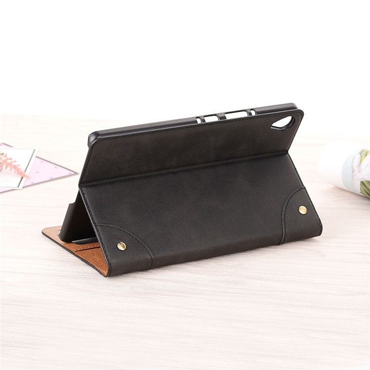 Retro Book Pattern Wallet Leather Smart Tablet Case with Stand for Huawei MediaPad M6 8.4-inch - Black-8