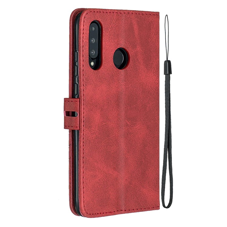 Tampa Da Carteira De Couro Do Telefone Móvel Stand Case Para Huawei P30 Lite / Nova 4e - Vermelho-3