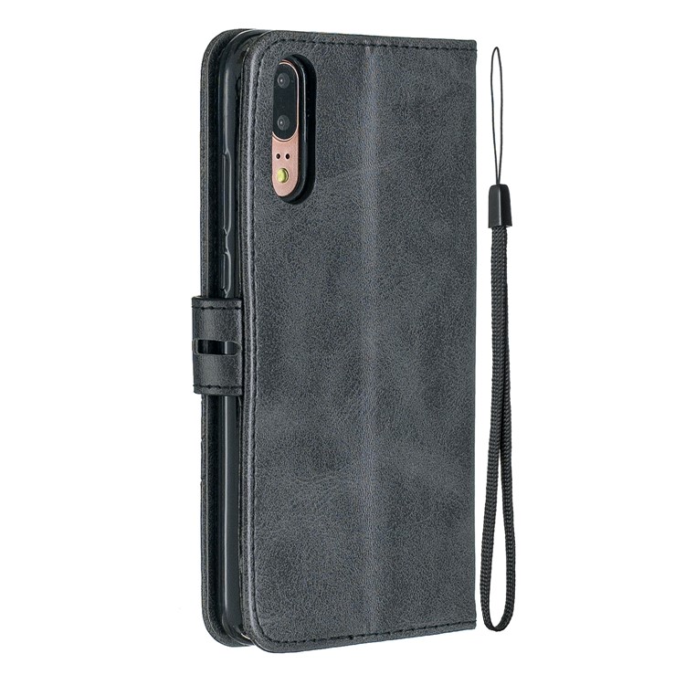 Wallet Leather Phone Stand Shell Casing for Huawei P20 - Black-3