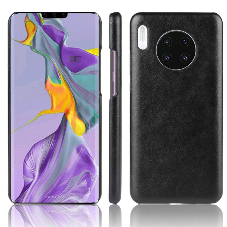 Textura Lichia Couro Pu + Tampa Do Telefone Pc Para Huawei Mate 30 - Preto-1