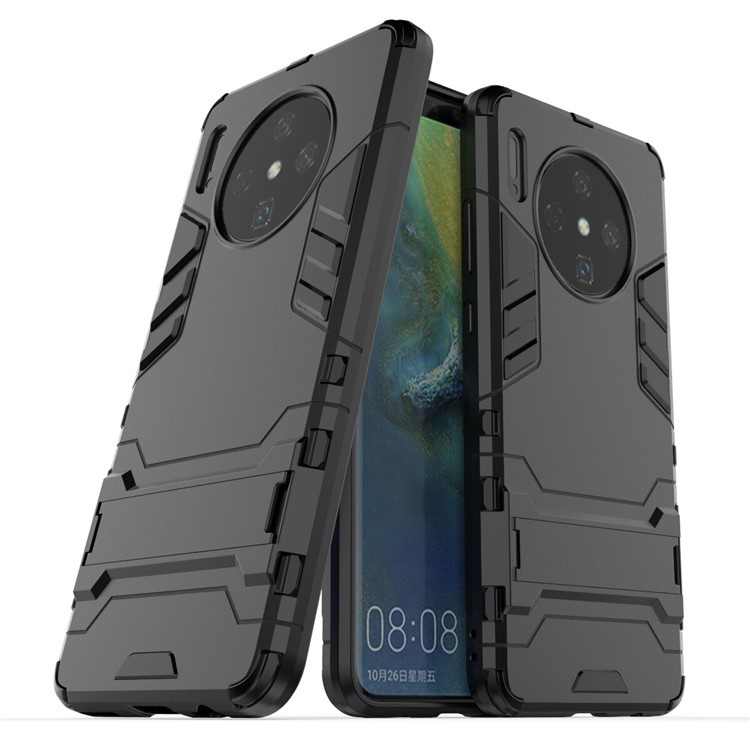 Kunststoff + TPU Hybrid Shell Case Mit Ständer Für Huawei Mate 30 - Schwarz-1
