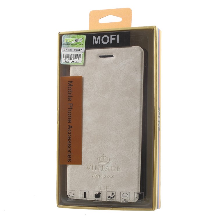 MOFI Leather Stand Phone Case for Huawei G9 Lite/P9 Lite - White-9