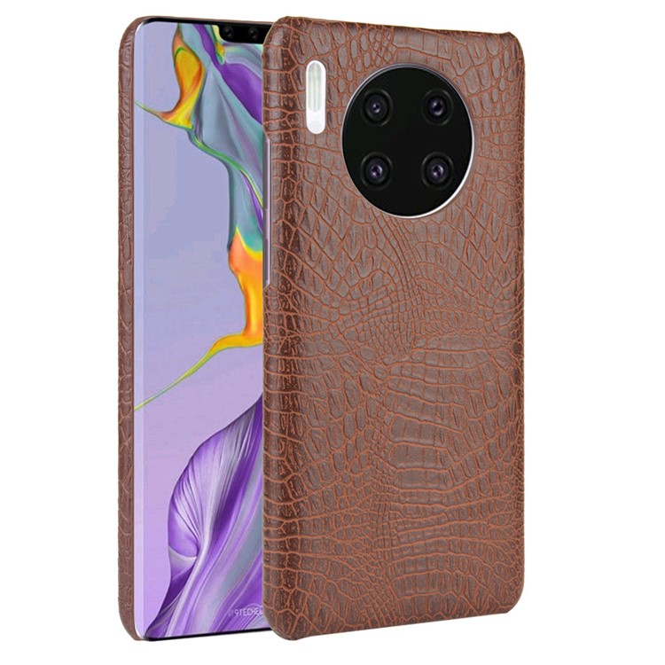 Piel De Cocodrilo Cuero De La PU + Carcasa Dura De La PC Para El Mate Huawei 30 - Marrón-2