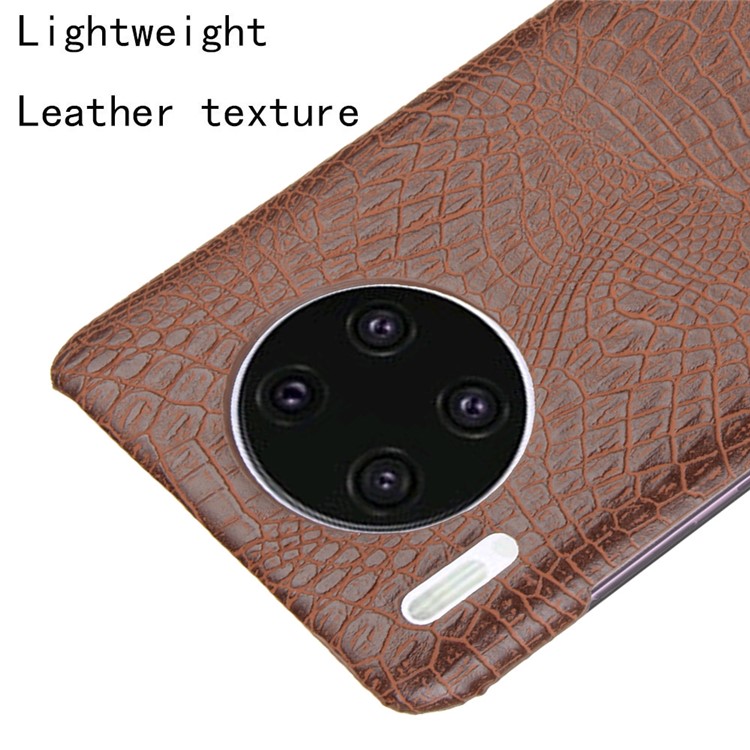 Piel De Cocodrilo Cuero De La PU + Carcasa Dura De La PC Para El Mate Huawei 30 - Marrón-4