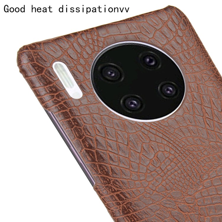 Piel De Cocodrilo Cuero De La PU + Carcasa Dura De La PC Para El Mate Huawei 30 - Marrón-5