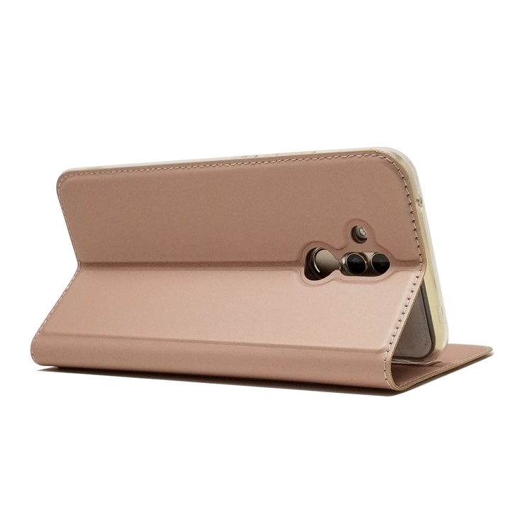 Magnetic Adsorption Leather Card Holder Phone Shell for Huawei Mate 20 Lite - Rose Gold-7