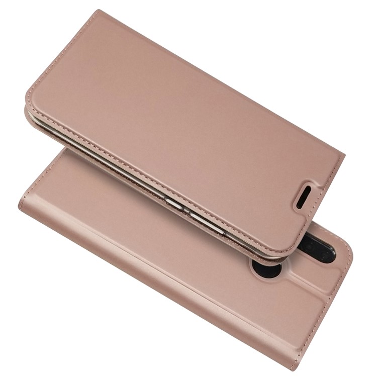 Magnetic Adsorption Leather Card Holder Phone Cover for Huawei P20 Lite (2018)/Nova 3e - Rose Gold-9