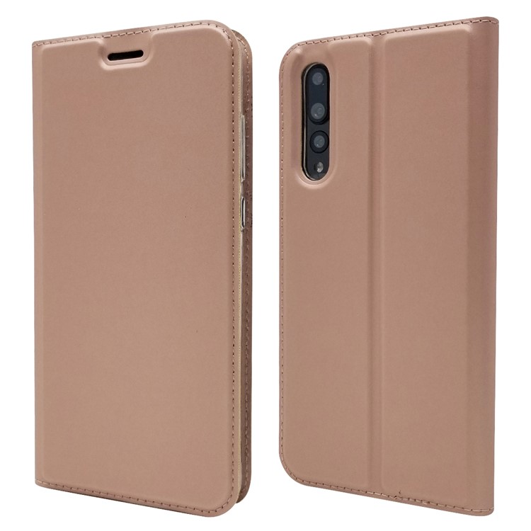 Magnetic Adsorption Leather Card Holder Phone Case Shell for Huawei P20 Pro - Rose Gold-1