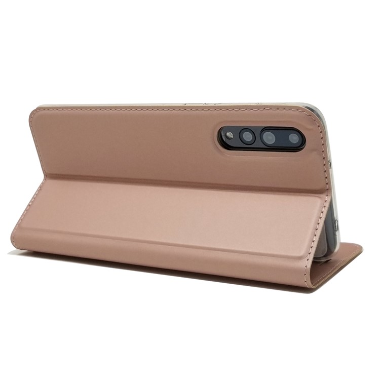 Magnetic Adsorption Leather Card Holder Phone Case Shell for Huawei P20 Pro - Rose Gold-7