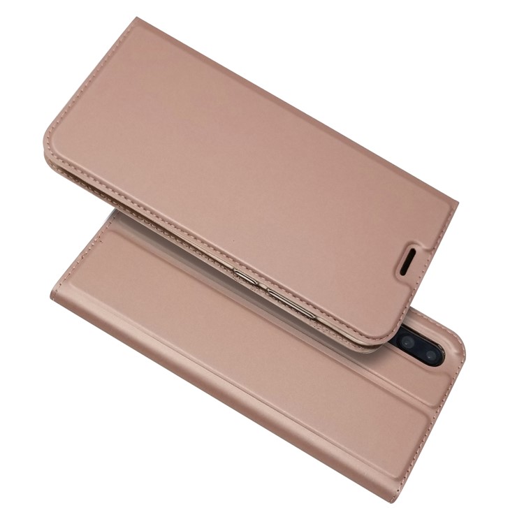 Magnetic Adsorption Leather Card Holder Phone Case Shell for Huawei P20 Pro - Rose Gold-8