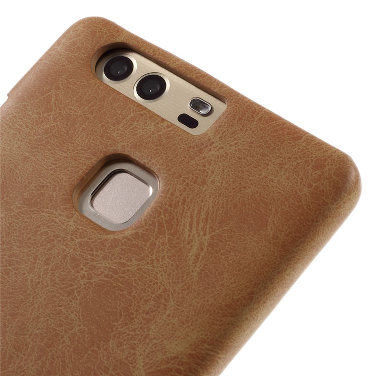 MOFI Leather Coated Hard Phone Cover for Huawei P9 - Brown-3