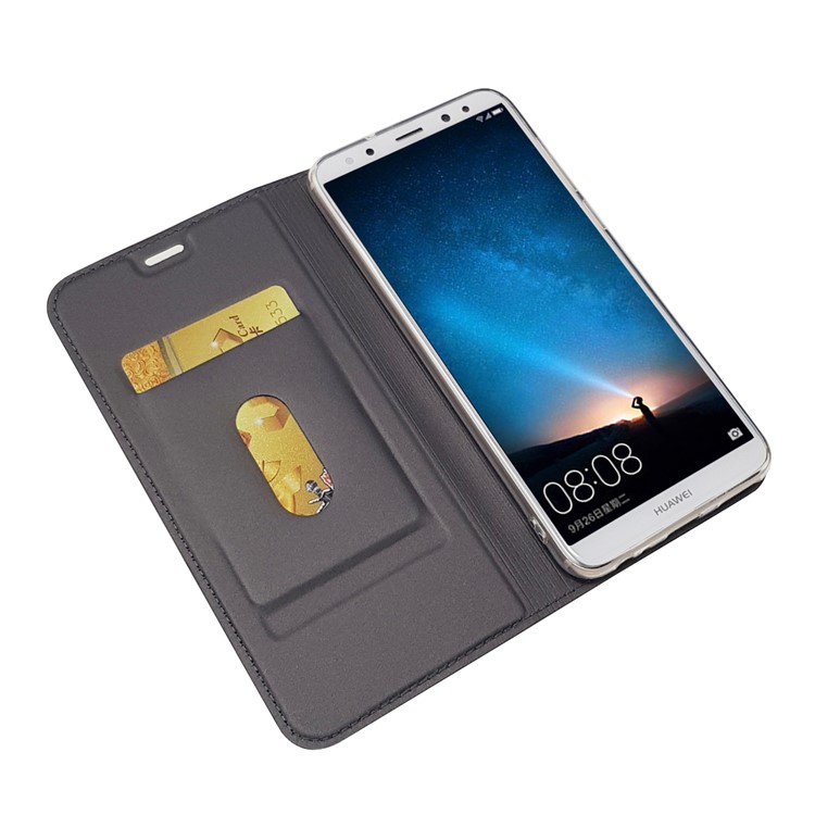 Magnetic Adsorption Leather Card Holder Case for Huawei Mate 10 Lite - Black-9