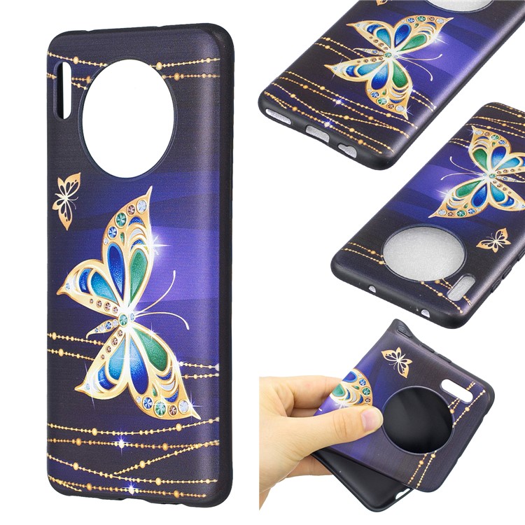 Pattern Printing Soft TPU Protective Case for Huawei Mate 30 - Metal Butterflies-1