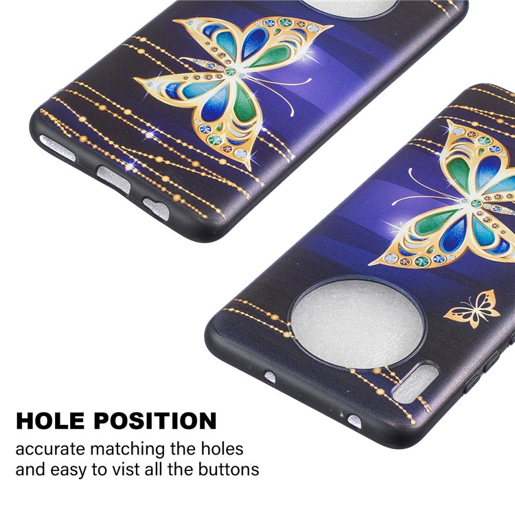 Pattern Printing Soft TPU Protective Case for Huawei Mate 30 - Metal Butterflies-3
