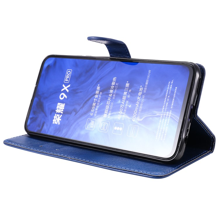 Wallet Leather Stand Case for Huawei Honor 9X / 9X Pro - Blue-3