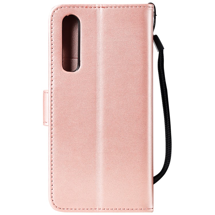 Imprint Flower Leather Wallet Stand Phone Casing for Huawei P30 - Rose Gold-2