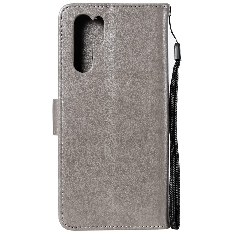 Imprint Flower Leather Stand Wallet Phone Case Shell for Huawei P30 Pro - Grey-2