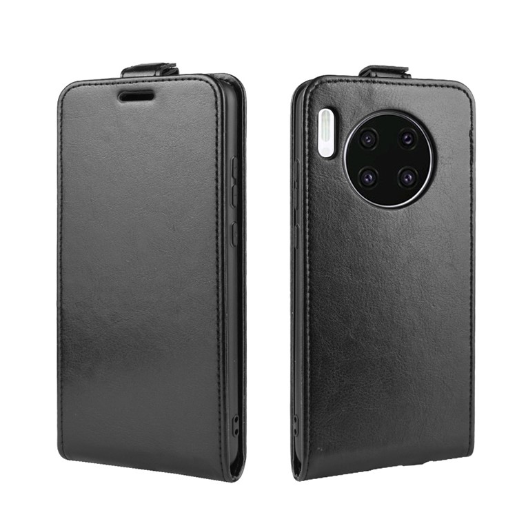 Crazy Horse Vertical Flip Leather Phone Cover with Card Holder for Huawei Mate 30 - Black-2