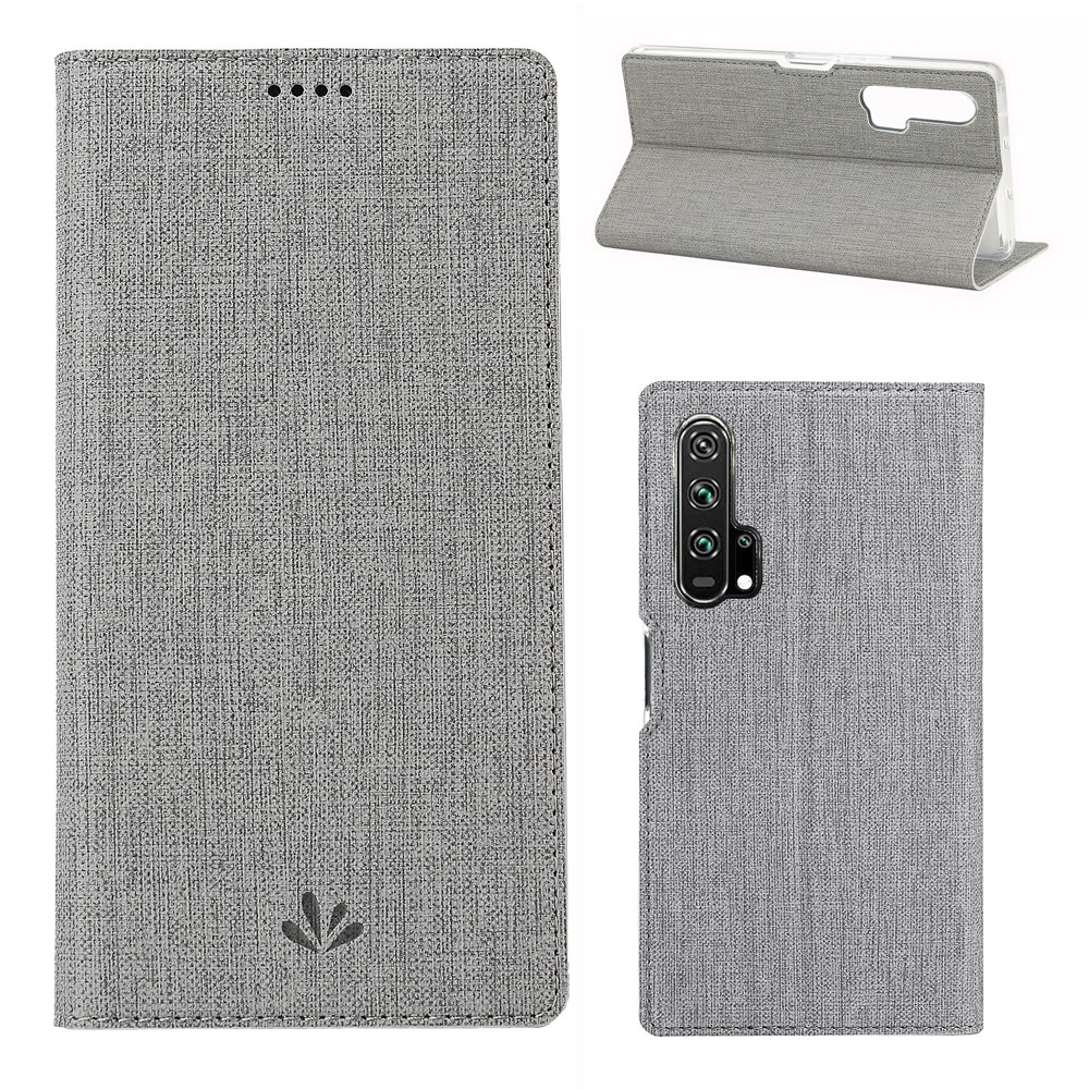 VILI DMX Couro Cruz Textura Stand Case Com Slot Para Cartão Para Huawei Honra 20 Pro - Cinzento-1