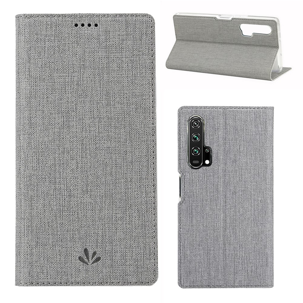 Vili DMX Cross Texture Leather Stand Case Con Ranura Para Tarjetas Para Huawei Honor 20 Pro - Gris