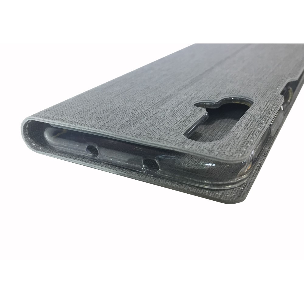 VILI DMX Couro Cruz Textura Stand Case Com Slot Para Cartão Para Huawei Honra 20 Pro - Cinzento-11
