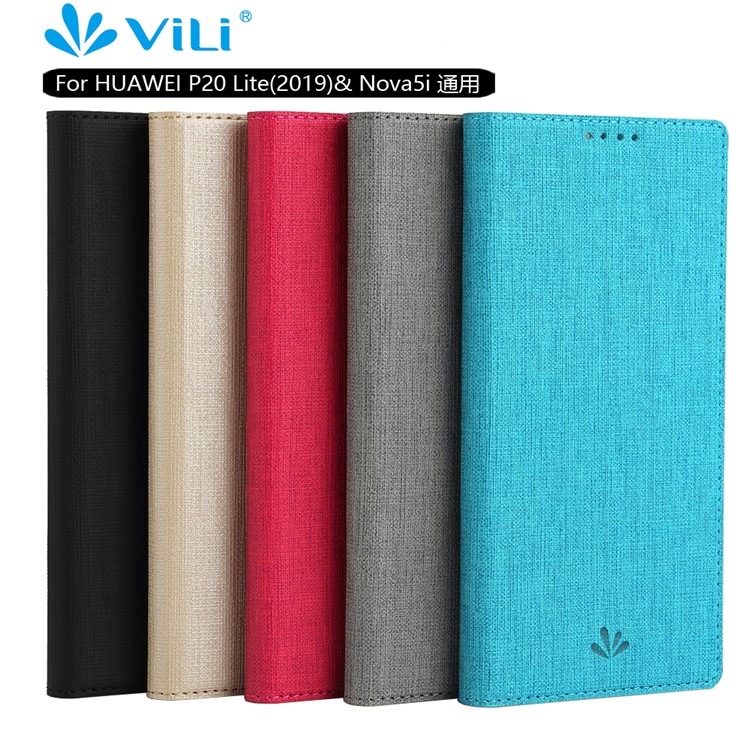 VILI DMX Cross Texture Leather Stand Case with Card Slot for Huawei P20 lite (2019) / nova 5i - Grey-20