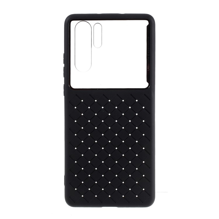 Woven Pattern Soft TPU + Clear PC Phone Shell Case for Huawei P30 Pro - Black-1