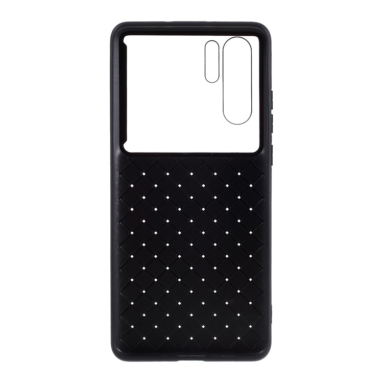Woven Pattern Soft TPU + Clear PC Phone Shell Case for Huawei P30 Pro - Black-3