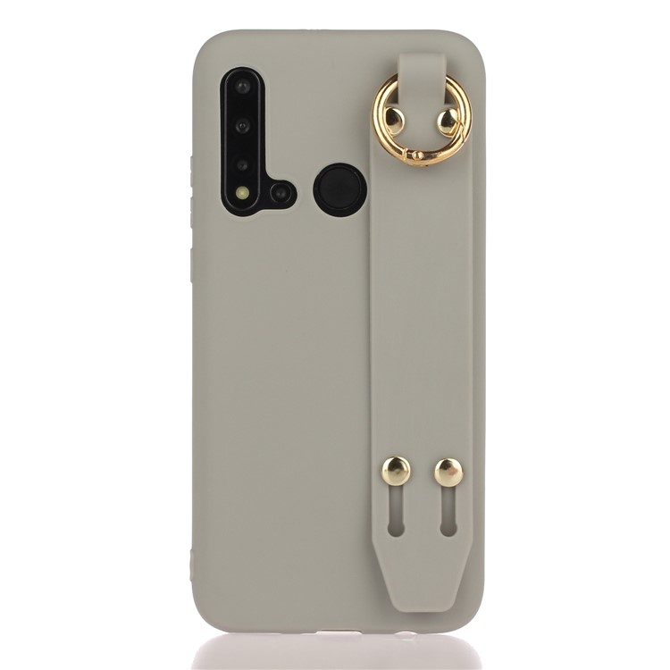 For Huawei P20 lite (2019) / nova 5i Matte Frosted Hand Strap Stand TPU Protective Phone Case - Grey-1