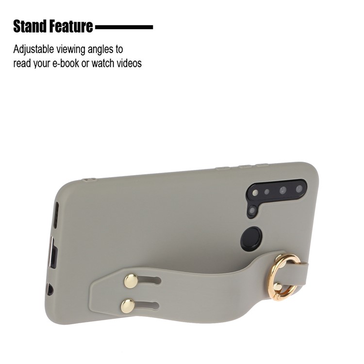 For Huawei P20 lite (2019) / nova 5i Matte Frosted Hand Strap Stand TPU Protective Phone Case - Grey-2