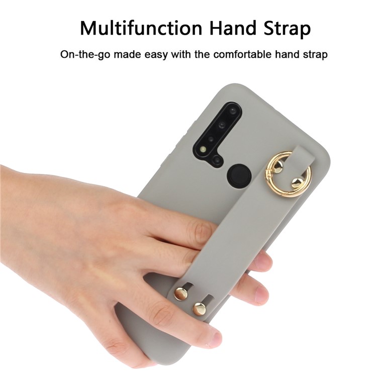 For Huawei P20 lite (2019) / nova 5i Matte Frosted Hand Strap Stand TPU Protective Phone Case - Grey-3