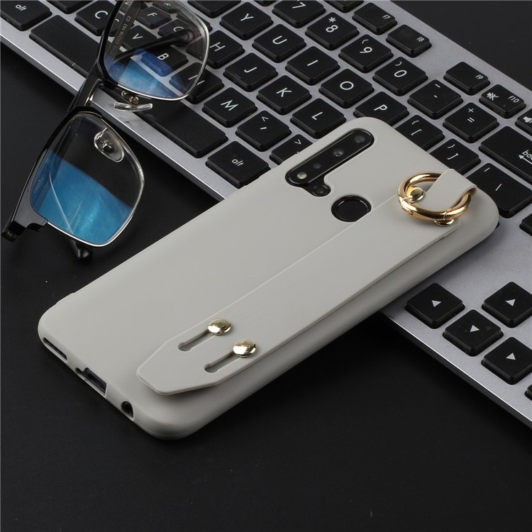 For Huawei P20 lite (2019) / nova 5i Matte Frosted Hand Strap Stand TPU Protective Phone Case - Grey-4