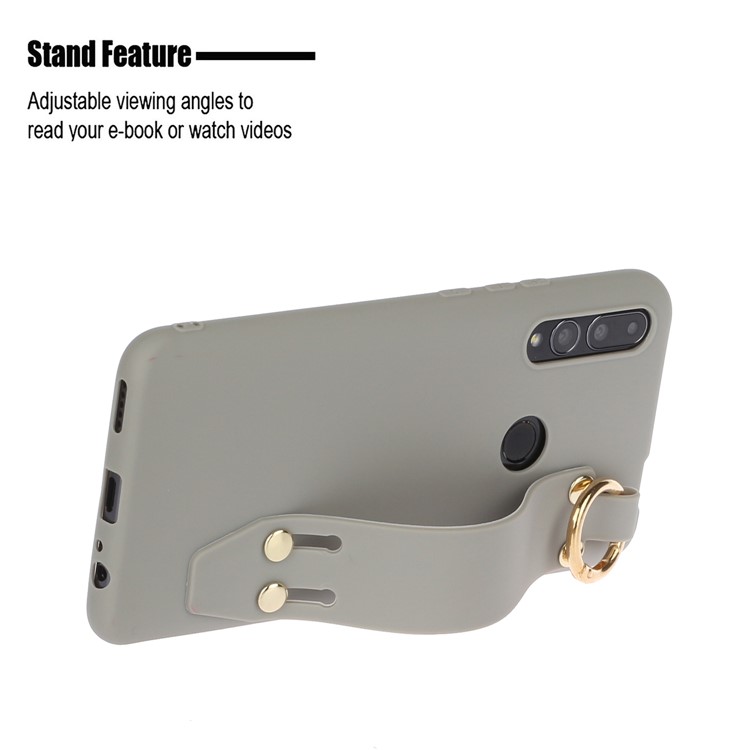 Matte Hand Strap Stand TPU Mobile Case for Huawei P Smart Z / Y9 Prime 2019 - Grey-2