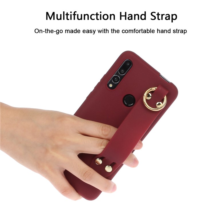 Matte Hand Strap Stand TPU Mobile Case for Huawei Honor 9X (Global)/ P Smart Z / Y9 Prime 2019 - Wine Red-3