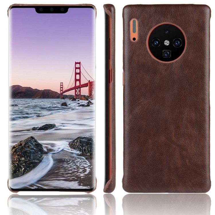 Litschi Haut PU-Leder Überzogen PC Gehäuse Für Huawei Maat 30 Pro - Kaffee-1