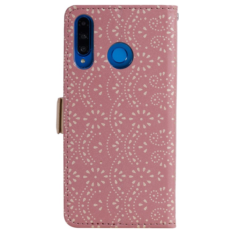 Lace Flower Pattern Zipper Pocket Leather Wallet Case with Bowknot Lanyard for Huawei P30 Lite/Nova 4e - Pink-2