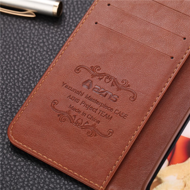 AZNS Leather Wallet Stand Case for Huawei Mate 30 Lite / nova 5i Pro - Coffee-10