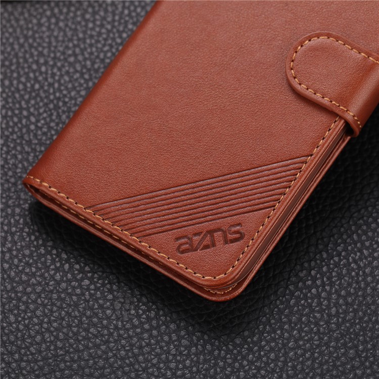 AZNS Leather Wallet Stand Case for Huawei Mate 30 Lite / nova 5i Pro - Coffee-6