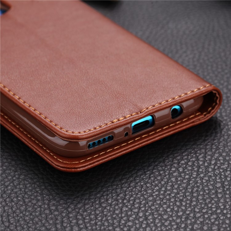 AZNS Leather Wallet Stand Case for Huawei Mate 30 Lite / nova 5i Pro - Coffee-8