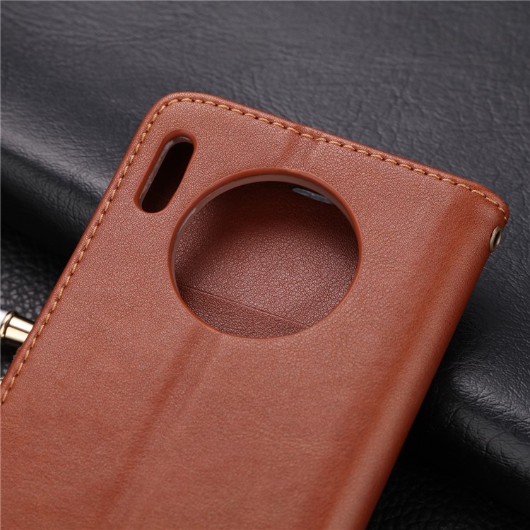 AZNS Wallet Leather Stand Case for Huawei Mate 30 - Coffee-3