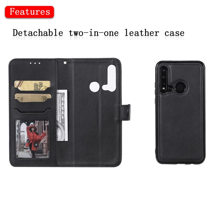 Magnetic Detachable 2-in-1 Leather Shell for Huawei P20 lite (2019) / nova 5i - Black-4