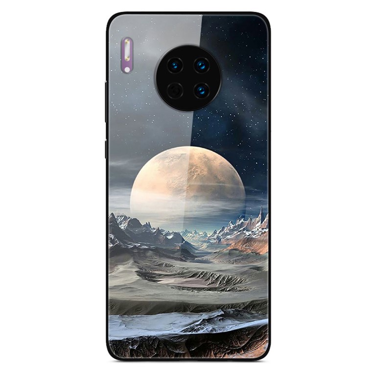 Printing Glass+TPU+PC Mobile Shell for Huawei Mate 30 - Moon-1