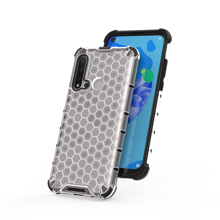 Honeycomb Pattern Shock-proof TPU + PC Hybrid Cover for Huawei nova 5i/P20 lite (2019) - White-3