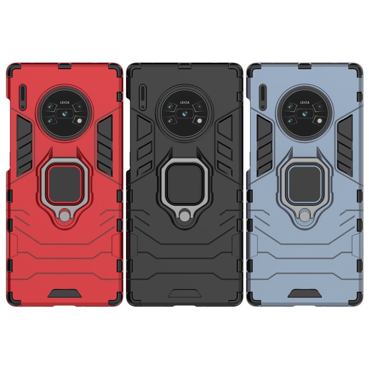 Cool Guard Ring Holder Kickstand PC TPU Hybrid Case for Huawei Mate 30 Pro - Black-10