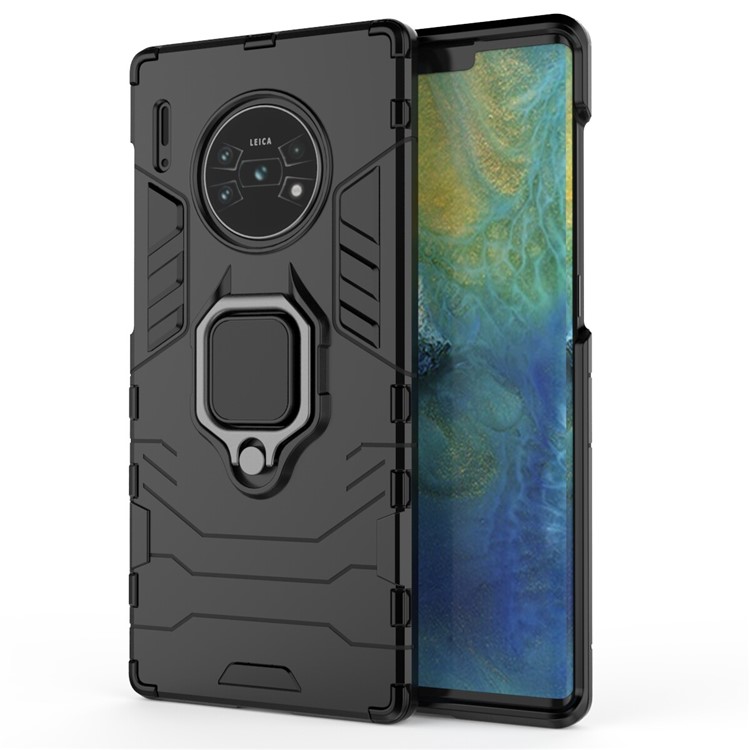 Cool Guard Ring Holder Kickstand PC TPU Hybrid Case for Huawei Mate 30 Pro - Black-2