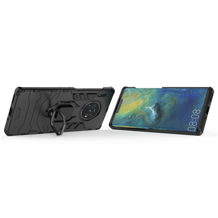 Cool Guard Ring Holder Kickstand PC TPU Hybrid Case for Huawei Mate 30 Pro - Black-4
