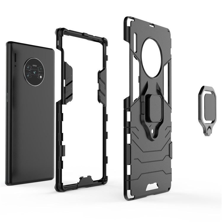 Cool Guard Ring Holder Kickstand PC TPU Hybrid Case for Huawei Mate 30 Pro - Black-5