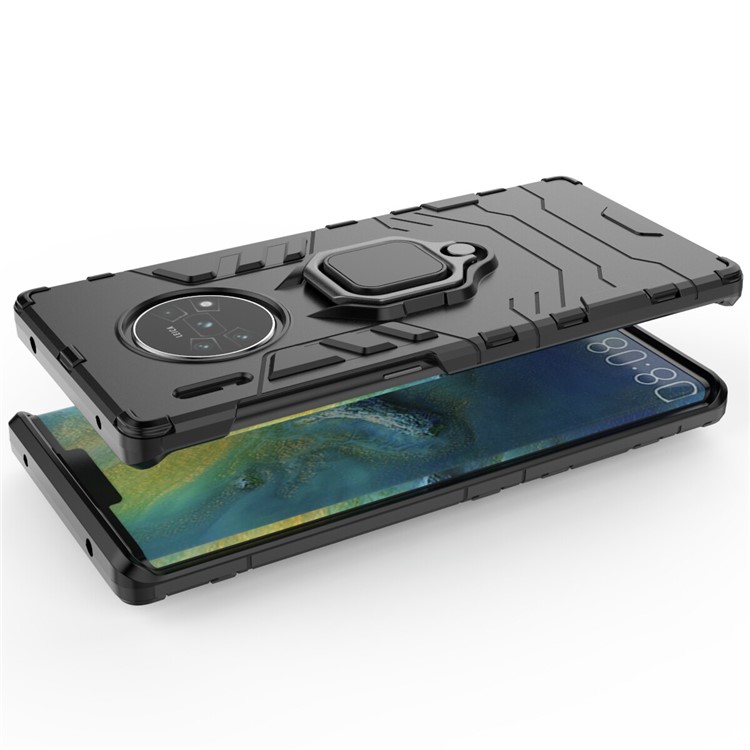 Cool Guard Ring Holder Kickstand PC TPU Hybrid Case for Huawei Mate 30 Pro - Black-6