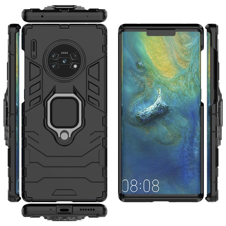 Cool Guard Ring Holder Kickstand PC TPU Hybrid Case for Huawei Mate 30 Pro - Black-8
